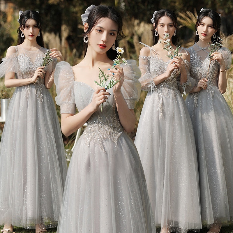 Dress Sisters Dress Female Gray Slim Fit Girlfriend Clothes